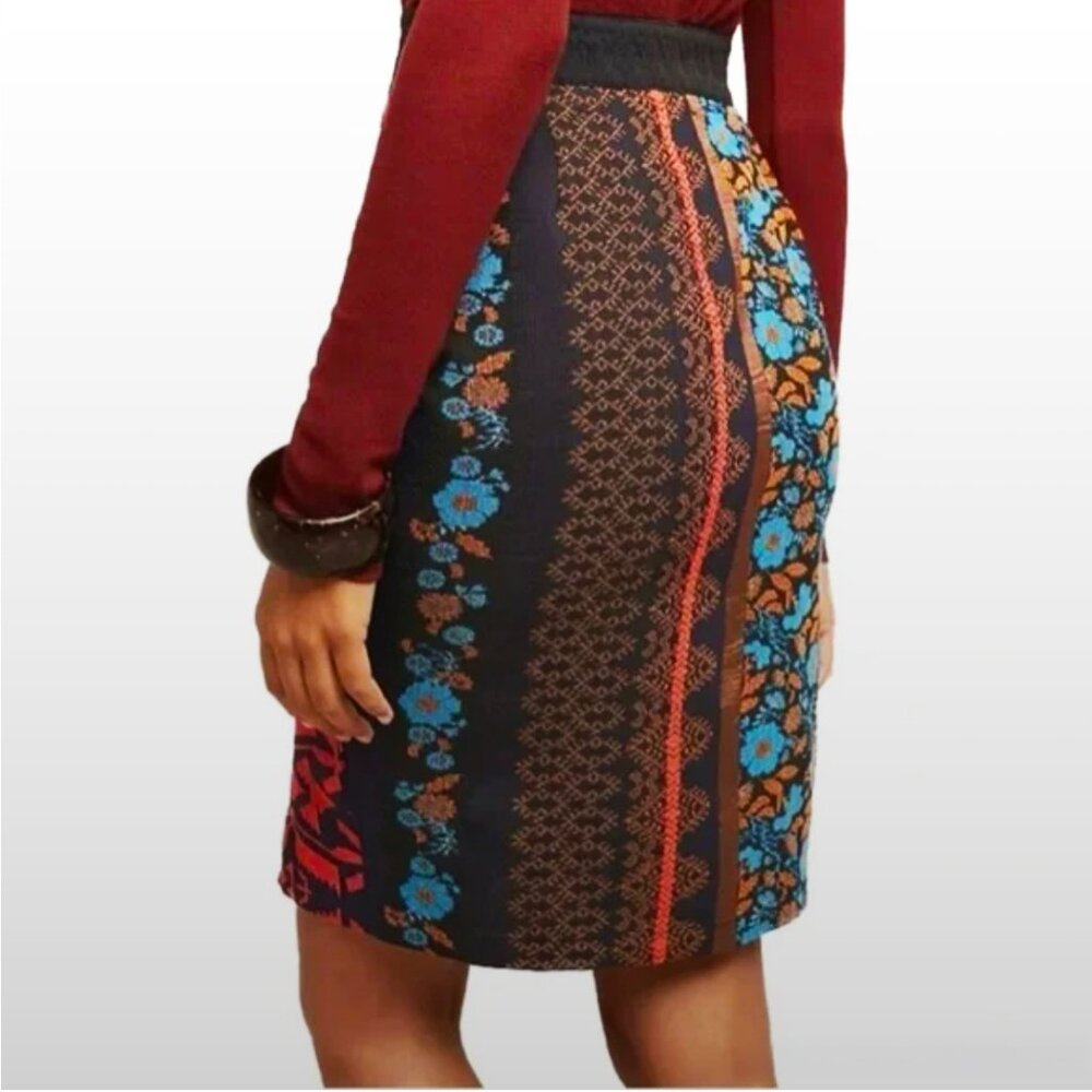 Anthropologie Dolan Floral Jacquard Pencil Skirt Size Large NWOT